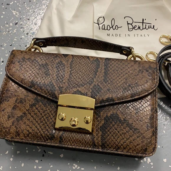 Paolo Bentini Python Print Crossbody Handbag - Picture 2 of 8